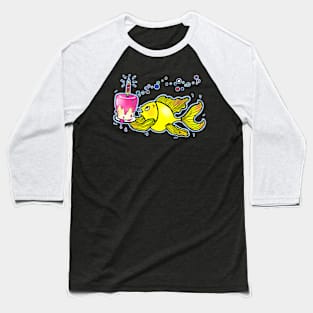 happy Birthday fish holding Cake Baseball T-Shirt